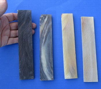 For Sale two pairs of 7 x 1-1/4 x 1/4 sheep horn scales, knife handle material - <font color=red>CLOSEOUT</font> $59/lot