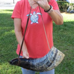 25" XL Polished Cattle Blowing Horn with strap - $30