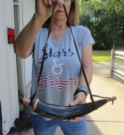 Buy this 17 inch Carved Cattle/cow Powder Horn with strap for $17