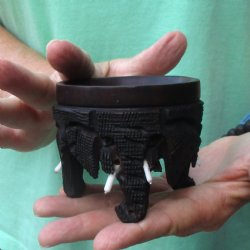 Carved wooden elephant ostrich egg stand 3 inch - $20
