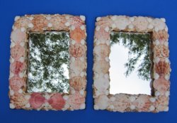 8"x10" Small Rectangle Seashell Mirrors Wholesale made with Pecten Nobilis Seashells in Shades of Pinks, Peach , Tan  SALE PRICED $8.15 EACH