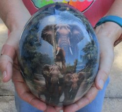 Handcrafted Decoupage Ostrich Egg - African Elephants Design - $53