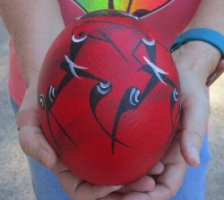 Authentic Hand-Painted Ostrich Egg Shell - African Bushman Design Art - $38