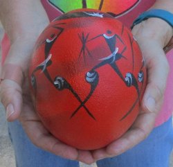 Authentic Hand-Painted Ostrich Egg Shell - African Bushman Design Art - $38
