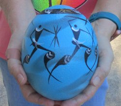 Hand-Painted Ostrich Egg Shell - African Bushman Design Art - $38