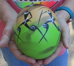 Hand-Painted Ostrich Egg Shell - African Bushman Design Art - $38
