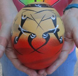 Authentic Hand-Painted Ostrich Egg Shell - African Bushman Design Art - $38