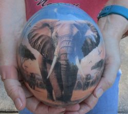 African Elephants Design - Handcrafted Decoupage Ostrich Egg - $53
