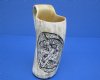 6-1/2 to 7-1/2 inches  Wholesale Carved Buffalo Horn Mug with Fighting Knights - Pack of 2 @ $26.00 each; Pack of 6 @ $23.00 each