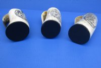 6-1/2 to 7-1/2 inches Wholesale Decorative Carved Buffalo Horn Mug with Fighting Knights - <font color=red>*Closeout Sale* </font>2 pcs $16.00 each; 6 pcs @ $14.00 each 