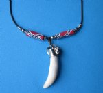 1-1/4 to 1-1/2  inch Alligator Teeth Necklaces with Rebel Flag and Tiny Silver Gator 20 inches - Packed 3 @ $4.00 each; Packed 12 @  $3.50 each