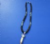 Wholesale alligator tooth necklaces with silver colored alligator design cap with black, white and teal coco beads with mixed shell chips - Packed: 3 pcs @ $5.00 each
