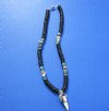 Wholesale alligator tooth necklaces with silver colored alligator design cap with black, teal and white coco beads with mixed shell chips - Packed: 3 pcs @ $5.00 each