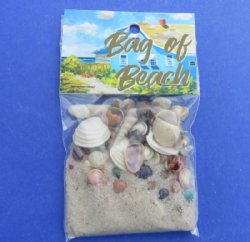 Souvenir bag of sand with an assortment of mixed shells - 60 bags @ $.90 a bag.