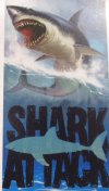Wholesale 30" x 60" Fiber Reactive Velour Shark Attack Beach Towels with hanger made of 100% cotton - Case of 12 @ $7.50 each