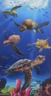Wholesale 30" x 60" Fiber Reactive Velour Turtles Underwater Scene Beach Towels with hanger made of 100% cotton - Case of 12 @ $7.50 each