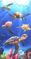 Wholesale 30" x 60" Fiber Reactive Velour Turtles Underwater Scene Beach Towels with hanger made of 100% cotton - Case of 12 @ $7.50 each