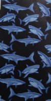 Wholesale 30" x 60" Fiber Reactive Velour Sharks Beach Towels with hanger made of 100% cotton - Case of 12 @ $7.50 each