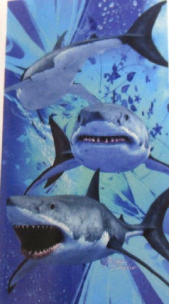 Wholesale 30" x 60" Swimming Sharks Beach Towels - 12 @ $7.50 each