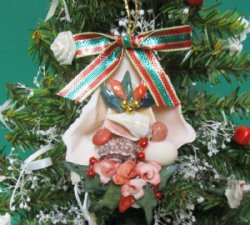 Wholesale Cut Lambis w/shell holly, tiny shell flowers ornament - 3 inches long - 10 pcs @ $1.60 each
