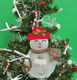 Wholesale Shell Ornaments, Capiz Shell Snowman Ornament - 10 pcs @ $1.80 each; 30 pcs @ $1.60 each