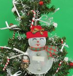 Wholesale Shell Ornaments, Capiz Shell Snowman with Basket of Flowers Seashell Snowman Christmas Ornament - Packed: 10 pcs @ $1.80 each; Packed: 30 pcs @ $1.60 each