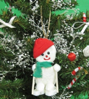 Wholesale Sea Biscuit Skiing Snowman Christmas Ornament -10 pcs @ $2.30 each; 30 pcs @ $2.05 each  