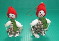 Wholesale Murex Shell Skiing Snowman ornament - 5 pcs @ $1.60 each (Minimum: 2 bags)