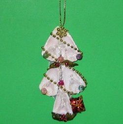 Wholesale Cut Strombus Shells with Gold Bead Garland Seashell Ornaments 10 pcs @ $1.70 each; 30 pcs or more @ $1.53 ea