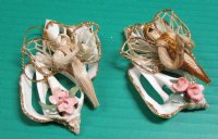 Wholesale Straw Angel on Center Cut shells ornament - 3 inches long - 10 pcs @ $1.60 each; 30 pcs @ $1.40 each