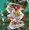 Wholesale Center Cut Strombus with Clusters of tiny seashells, Holly and Gold Gift box ornament - Packed: 10 pcs @ $1.60 each