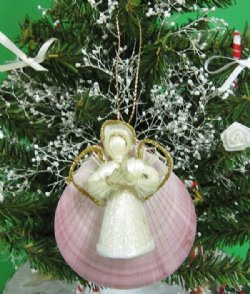 Wholesale Moon Shell with Straw Seashell Angel Christmas Ornament - 10 pcs @ $2.25 each 