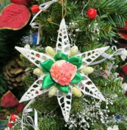 4 inches Cut Cerithiums Shell Flower Christmas Ornaments- 5 pcs @ $1.50 each 