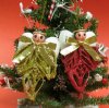 4-1/2" Wholesale Shell Angel Ornaments with Glitter in Gold, and Red and some with Pink with matching bows - Packed 10 @ $1.95 each; 30 pcs (3 packs) @ $1.75 each
