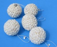 2 inch Wholesale Small White Decorative Nassa ball ornaments - 5 pcs @ $2.50 each; 30 pcs @ $2.20 each