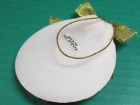 Wholesale Sun Shell with Red, Green, Gold Rope Border ornament - 3 inches long - 10 pcs @ $1.60 each; 30 pcs @ $1.40 each