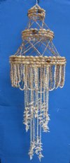 37 inches Shell Chandelier wholesale made out of white and brown nassarius shells and white cut shells - $52.00 each; 3 or more @ $45.50 each