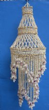 33 inches Shell Chandelier wholesale made out of white bubble shells, natural purple shells and nassarius shells - $50.00 each: Packed: 3 pcs @ $43.60 each 