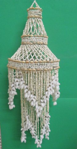 30 inches Wholesale large seashell chandelier, with 2 layers of numerous strands of bubble shells - 6 pcs @ $41.00 each