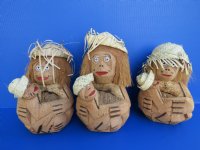  Wholesale Carved & Painted Coconut Mom & Baby, Coconut Head - 6 pieces @ $3.50 each