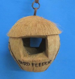 Wholesale Carved Coconut Birdhouse with Black carved birds - 6 pcs @ $2.25 each