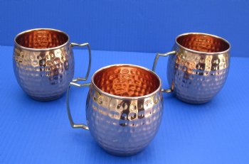 Wholesale Authentic Barrel Shape Hammered Solid Copper Mug 4 inches - <font color=red>*Closeout Sale* </font> 2 pcs @ $7.00 each; 8 pcs @ $6.00 each