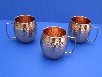 Wholesale Authentic Barrel Shape Hammered Solid Copper Mug 4 inches - <font color=red>*Closeout Sale* </font> 2 pcs @ $7.00 each; 8 pcs @ $6.00 each