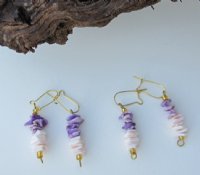 Wholesale Purple and Pink Dangle Shell Earrings - <font color=red> CLOSEOUT </font> $.50 a dozen