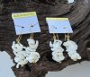 Wholesale White Puka Shell Earrings in a Popcorn Look Dangle Style  -Regular $3.00 a dozen - <font color=red> CLOSEOUT </font>   $.50 a dozen