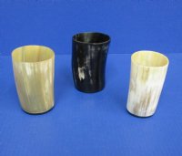 Wholesale Polished Buffalo Horn Glass measuring 4" tall - 2 pcs @ $6.50 each; 20 pcs @ $5.75 each