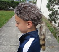 Wholesale Child faux fur Davy Crockett hat with a real raccoon tail - 2 pcs @ $12.00 each; 8 pcs @ $10.50 each