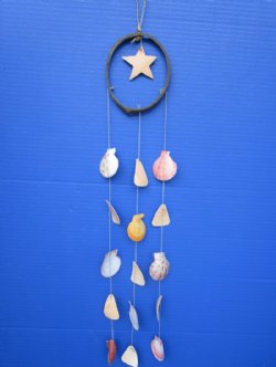 22 inch Wholesale seashell wind chime/wall decor with pecten and cut melon shells - 5 pcs @ $2.00 each