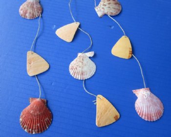 22 inch Wholesale seashell wind chime/wall decor with pecten and cut melon shells - 5 pcs @ $2.00 each
