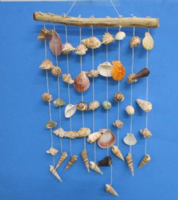 Wholesale Natural mixed shells with driftwood hanger 15 inches -  3 pcs @ $5.50 each